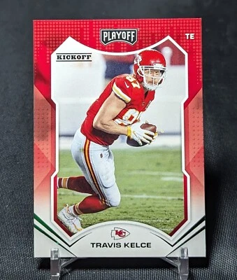 Travis Kelce Goal Line Green Foil 2021 Playoff Football #83 Kansas City Chiefs Foto 1 de 2