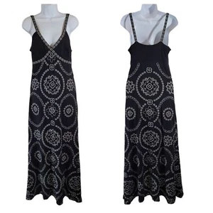 I.N.C. International Black Floral Embroidered Maxi Dress Sz S Y2K Fairy Grunge - Picture 1 of 10