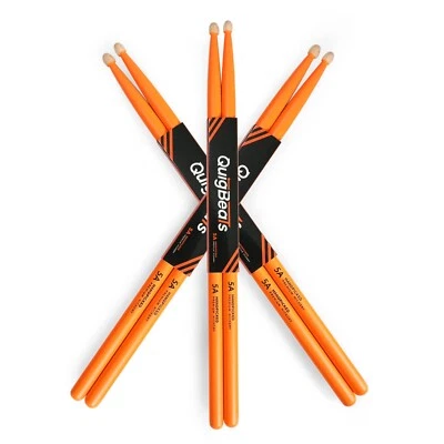 CONSDAN QuigBeats Drum Sticks, Hickory 5A Drumsticks Set for Adults & Kids, Orange