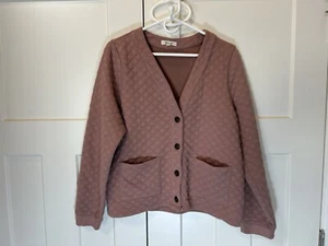 Madewell Sweater Women L Mauve (Re)sourced Quilt Crop Cardigan Sweatshirt NB518 - Picture 1 of 18