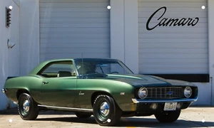 1969 Camaro SS Chevy Green 3'X5' VINYL BANNER GARAGE AMERICAN MUSCLE MAN CAVE - Picture 1 of 1