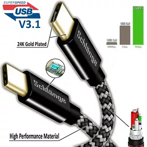 Super Speed USB 3.1 (Type C to Type C) Cable Braided for Galaxy Note 10/10+ lot - Picture 1 of 11