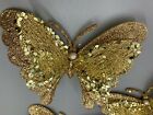 Holiday Time Clip On Butterfly Whimsical Ornament Gold Glitter H06175 #C259
