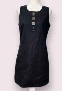 Richard Malcoim Women's Pencil Dress Black Linen Blend Pockets Size 8 - Picture 1 of 11