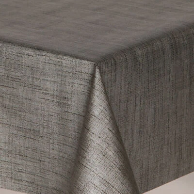Plain Striped Textured Feel Metallic Black PVC Plastic Vinyl Table cloth Dining - Image 1 of 4