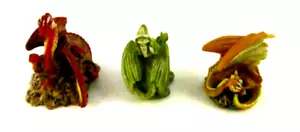 3 Miniature Bronze Dragons by Cameo Guild Studios 1 1/2 Inches Tall - Picture 1 of 8