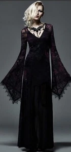 PUNK RAVE DRESS VICTORIAN STEAMPUNK #RENFAIRE VAMPIRE GOTHIC GOWN LARGE - Picture 1 of 7
