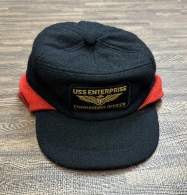 Vintage USS Enterprise Commanding Officer Wool Trapper Ear Flap Hat OSFM - Image 1 of 4