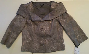 $748 Chaqueta Jacquard Metálica Plateada Valor Nueva York 2 piezas Nueva con Etiquetas Talla 6 - Imagen 1 de 1