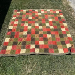 Vintage Woolrich Patchwork Corduroy Quilted King Size Blanket 85X85 Cabin - Picture 1 of 8