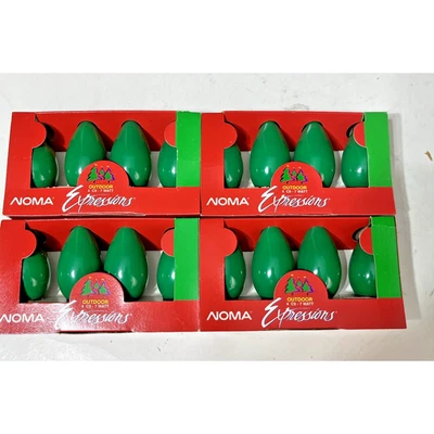 Nuevo Lote de 4 Bombillas Navideñas Verdes de Repuesto Noma Vintage C9 1/4 Foto 1 de 4