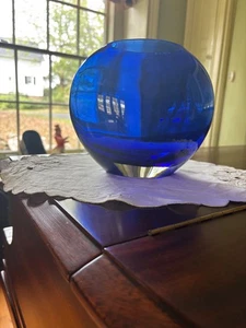 Murano Sommerso Italien Kobalt ummantelte große Vase atemberaubend neuwertig 4,5 Pfund - Bild 1 von 10