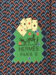 HERMES TIE 645731 PA “Casino Royal”100% Silk tie new in box without tag - Picture 1 of 6
