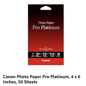 Canon Photo Paper Pro Platinum PT-101 4" x 6" 50 Sheets Open Box Sealed Package - Picture 1 of 6
