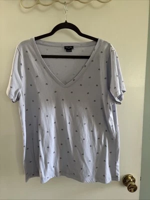 Camiseta Splendid Feminina Roxa Estampa Estrela Manga Curta Decote V Macia Conforto Extra Grande - Imagem 1 de 3