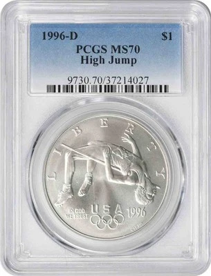 1996-D High Jump Commemorative Silver Dollar MS70 PCGS - Image 1 of 2