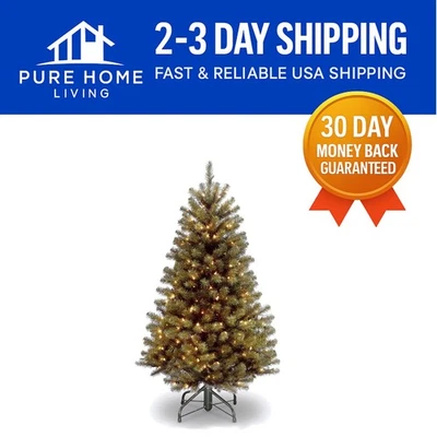 Árbol de Navidad preiluminado North Valley Spruce 4,5 pies - Configuración sin esfuerzo incluida Foto 1 de 4