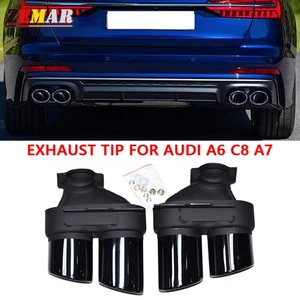 Car Exhaust Pipe Stainless Steel Muffler Tip For Audi A6 C8 A7 Up to S6 S7 19-21 - Foto 1 di 9