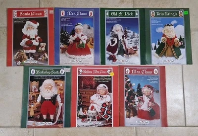 Vintage Santa Claus Mrs Claus 13" & 14" Dolls Christmas Sewing Patterns Booklets - Image 1 of 4