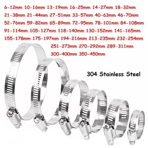 1/2/5/10/20Pc 6mm to 450mm 304 Stainless Steel Hose Clips Pipe Clamps Worm Drive - Picture 1 of 9