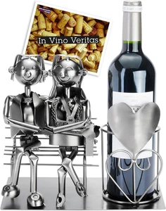 Portabottiglie Amanti Sulla Panchina - Portabottiglie Da Vino Argento - Portabot - Foto 1 di 12