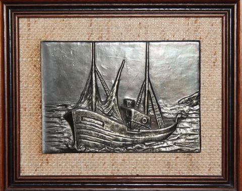 VINTAGE FRENCH GARANTI TITRE LEGAL PEWTER WALL DECOR PLAQUE SHIP Cover