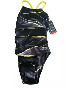 Traje de baño Speedo estándar para mujer One Piece Endurance negro infinito amarillo 28 - Imagen 1 de 8