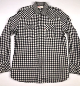 Levi's Checked Western B&W Long Sleeve Button Shirt Men's Size Large L VGC - Picture 1 of 20