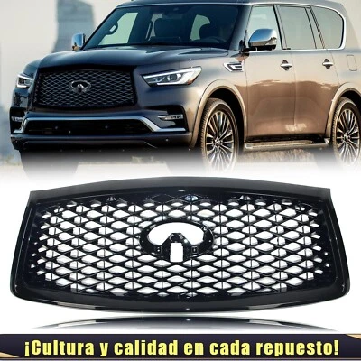 Rejilla frontal para INFINITI QX80 18 con agujero para cámara, negro brillante Foto 1 de 4