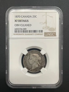 1870 Canada Silver 25 Cent Extra Fine NGC Certified, Nice Early Date Coin - Picture 1 of 4