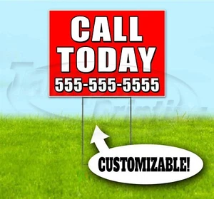 CALL TODAY INDIVIDUELLES 18x24 Yard Schild MIT PFAHL Wellpappe Bandit USA GESCHÄFT PH# - Bild 1 von 4