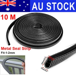10M U-shaped Rubber Seal Trim Molding Strip Black Metal Car Door Edge Protector - Picture 1 of 16