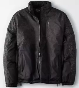 Men's American Eagle AEO Light Mock Neck Reflective Jacket Large Black - New - Picture 1 of 6