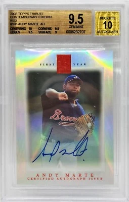Andy Marte 2003 Topps Tribute RED RC Auto Autograph /99 BGS 9.5 Atlanta Braves - Image 1 of 3