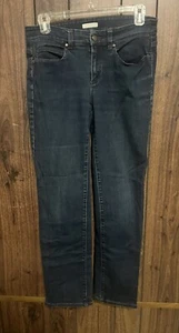 Eileen Fisher Blue Denim Medium Wash Relax Fit Stretch Straight Leg Jeans Sz 4 - Picture 1 of 7