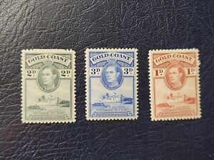 Gold Coast: 1938 George VI Part Set of 3 Stamps to 1/3d MH