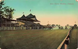 RACE TRACK c1908 Postal WINDSOR ONTARIO CABALLOS CARRERAS Y CASA CLUB CANADA - Imagen 1 de 2