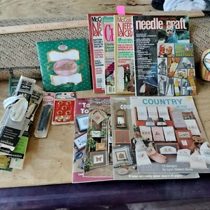 Crafters Lot Vintage Antique Zippers, Cross Stitch, 70's Magazines NOS - Picture 1 of 5