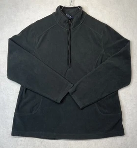 Lands End Womens Petite Black 1/4 Zip Fleece Long Sleeve Pullover Size L (14-16) - Picture 1 of 9