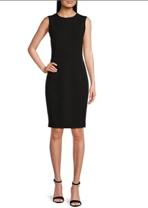NWT Calvin Klein Scuba Sleeveless Classic Black Sheath Dress SIZE 8 - Picture 1 of 7