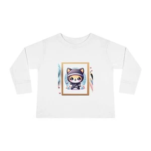 Ninja Kitty Cat Toddler Long Sleeve Tee | Cute Kids Shirt | Soft & Cozy - Picture 1 of 5