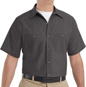 Camicia da lavoro industriale uomo Red Kap, vestibilità regolare, manica corta, antracite - Foto 1 di 2