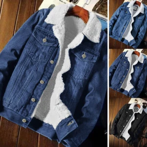 Herren Jacke Übergangsjacke Denim Jeans Gefüttert Winterjacke Mäntel Jeansjacke - Bild 1 von 13