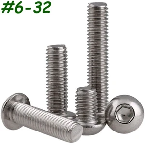 #6-32 UNC Stainless Steel Button Head Allen Hex Socket Cap Screws Bolts A2 18-8 - Picture 1 of 12