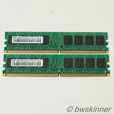 2x 256MB 1Rx8 PC2-3200U-333 Samsung RAM Modules. M378T3253FZ0. 512MB. - Image 1 of 2