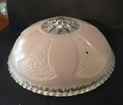 Lovely Antique Rose Tint Glass Flower Embossed Ceiling Light Fixture Shade 10.5" Cover