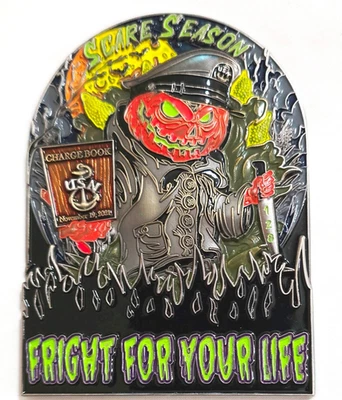 Impresionante Moneda Desafío CPO Orgullo Jefes Navales USN de 3.5" RIP Halloween Foto 1 de 4