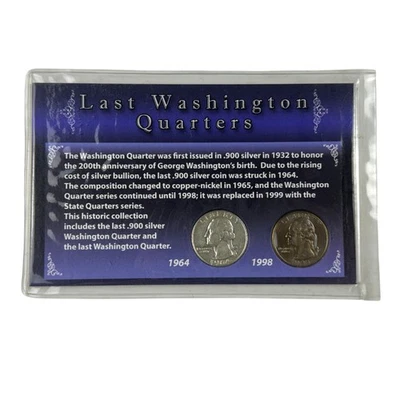 Last Washington Quarters Collectible Coin Set 1964 & 1998 - Image 1 of 2