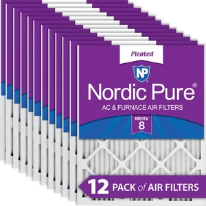 14x20x1 (13_1/2x19_1/2) Pleated MERV 8 Air Filters 12 Pack - Picture 1 of 7