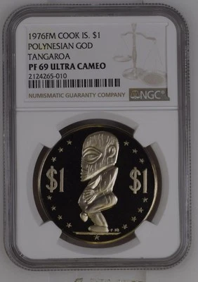 1976-FM Cook Islands Tangaroa Dong Dollar NGC PF 69 Ultra Cameo NGC Pop 8/1 - Image 1 of 4